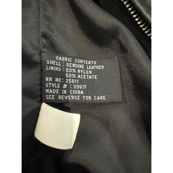 Jones New York Genuine Leather Jacket Black Size M – Zip Front Moto Style - Picture 5 of 6